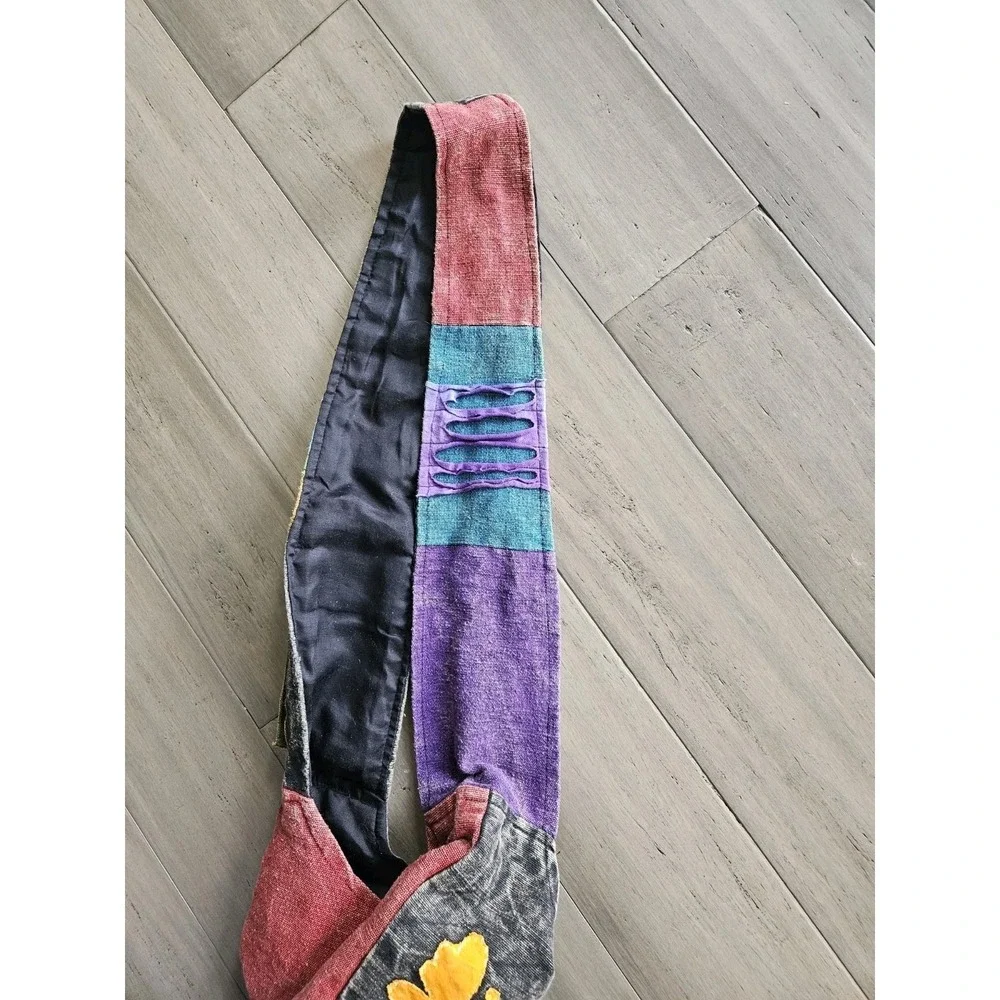 Paths Of Spirit Crossbody Monk Bag Cotton Tote Phone Holder Boho Hemp - Picture 5 of 15